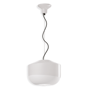 Lampadario a sospensione in ceramica Bellota C2451 di Ferroluce in finitura bianco grezzo.