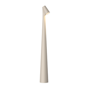 Lampada portatile a led Africa 5580 di Vibia in finitura beige chiaro, design slanciato, su sfondo bianco.