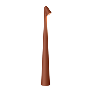 Lampada portatile a led Africa 5580 di Vibia in finitura terra red dark, design slanciato, su sfondo bianco.